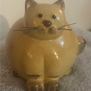 Charming Tan Ceramic Cat Figurine